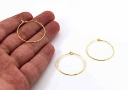 20 Adet (10 Çift) - 30 Mm Sarı Kaplama Yuvarlak Küpe Kancası, 1.kalite. Yerli Üretim - YF Hobi