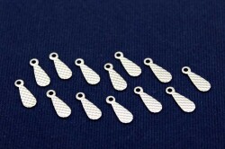 20 Adet- 4.5x12 Mm Damla Desenli Pul, Takı Malzemesi, Metal Pul, Nikel Kaplama, Pirinç #1560n - 1