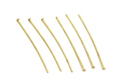 20 Adet - 50 mm Sarı Kaplama Tepeli Düz Takı Çivisi, Bijuteri Malzemesi Tepeli İğne - YF Hobi