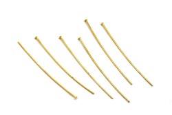 20 Adet - 60 mm Sarı Kaplama Tepeli Düz Takı Çivisi, Bijuteri Malzemesi Tepeli İğne - YF Hobi