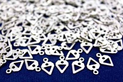 20 Adet- 6x11 Mm Desenli Pul, Takı Malzemesi, Metal Pul, Nikel Kaplama, Pirinç #735n - 1