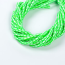 20 Adet - 6x6 mm Lino Boncuk, Yeşil-Beyaz Renk Polimer Kil Silindir Lino Hamur Boncuk - 2