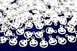 20 Adet - 7 Mm Gülenyüz Desen Nikel Kaplama Metal Pul, Takı Malzemesi, Pirinç Pul, 643n - 1