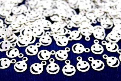 20 Adet - 7 Mm Gülenyüz Desen Nikel Kaplama Metal Pul, Takı Malzemesi, Pirinç Pul, 643n - 1