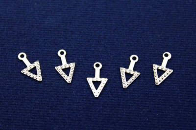 20 Adet- 7x12 Mm Üçgen Desenli Pul, Takı Malzemesi, Metal Pul, Nikel Kaplama, Pirinç #1240n - 1