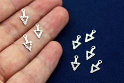 20 Adet- 7x12 Mm Üçgen Desenli Pul, Takı Malzemesi, Metal Pul, Nikel Kaplama, Pirinç #1240n - 2