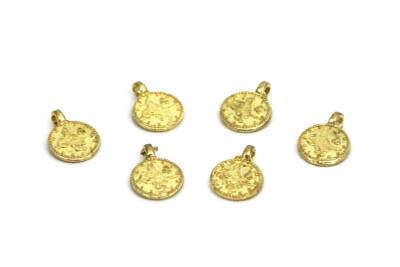 20 Adet - 8 mm, Tek Kulplu Döküm Tuğra, Tesbih Püskül Ucu, Takı Malzemesi, Sarı Kaplama - 1