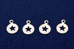 20 Adet- 8 Mm Yıldız Desenli Pul, Takı Malzemesi, Metal Pul, Nikel Kaplama, Pirinç #1251n - 1