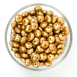 25 Gram - 10 mm, Altın Renk, Yassı Yuvarlak Plastik Boncuk (25 Gram - 62-65 Adet Arası) - 1
