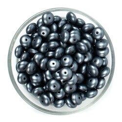 25 Gram - 10 mm, Antrasit Renk, Yassı Yuvarlak Plastik Boncuk (25 Gram - 62-65 Adet Arası) - YF Hobi