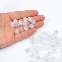 25 Gram - 10 mm Beyaz Renkli Böğürtlen Plastik Boncuk, ( 25 gram - 65-68 Adet Arası ) - YF Hobi