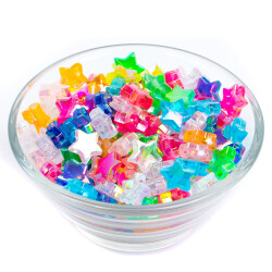 25 Gram - 10 mm Janjanlı Karışık Renkli Yıldız Plastik Boncuk, ( 25 gram - 120-125 Adet Arası ) - 2