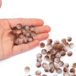 25 Gram - 10 mm Kahve-Beyaz Renkli Böğürtlen Plastik Boncuk, ( 25 gram - 65-68 Adet Arası ) - YF Hobi