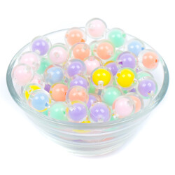 25 Gram - 10 mm Karışık Renkli İçi Boncuklu Yuvarlak Boncuk, ( 25 gram - 24-26 Adet Arası ) - 3