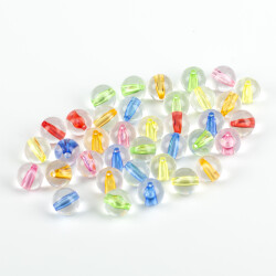 25 Gram - 10 Mm Karışık Renkli, Misket Boncuk, Yuvarlak Plastik Boncuk, ( 25gr - 43-45 Adet Arası ) - 4