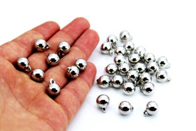 25 Gram - 10 mm Kulplu Boncuk, Nikel Renk, Plastik Boncuk. 1. Kalite ( 25 Gram - 37-40 Adet ) - 1