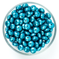 25 Gram - 10 mm, Mavi Renk, Yassı Yuvarlak Plastik Boncuk (25 Gram - 62-65 Adet Arası) - YF Hobi