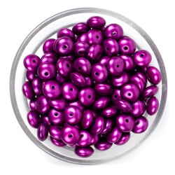 25 Gram - 10 mm, Mor Renk, Yassı Yuvarlak Plastik Boncuk (25 Gram - 62-65 Adet Arası) - 1