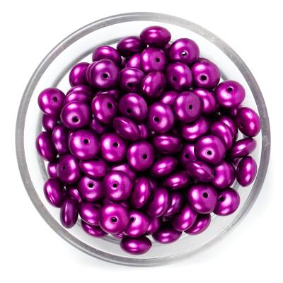25 Gram - 10 mm, Mor Renk, Yassı Yuvarlak Plastik Boncuk (25 Gram - 62-65 Adet Arası) - 1