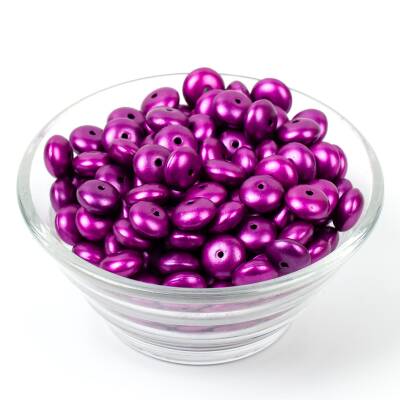 25 Gram - 10 mm, Mor Renk, Yassı Yuvarlak Plastik Boncuk (25 Gram - 62-65 Adet Arası) - 2