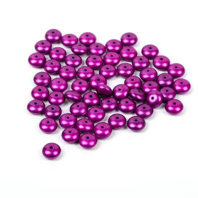 25 Gram - 10 mm, Mor Renk, Yassı Yuvarlak Plastik Boncuk (25 Gram - 62-65 Adet Arası) - 3