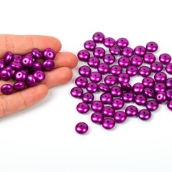 25 Gram - 10 mm, Mor Renk, Yassı Yuvarlak Plastik Boncuk (25 Gram - 62-65 Adet Arası) - 4