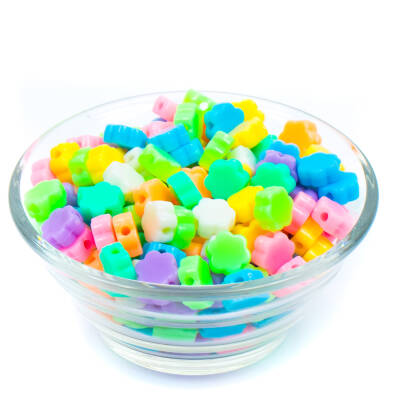 25 Gram - 10 mm Pastel Karışık Renkli Papatya Plastik Boncuk, ( 25 gram - 78-80 Adet Arası ) - 2