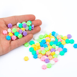 25 Gram - 10 mm Pastel Karışık Renkli Papatya Plastik Boncuk, ( 25 gram - 78-80 Adet Arası ) - 4