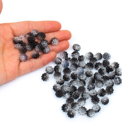 25 Gram - 10 mm Siyah-Beyaz Renkli Böğürtlen Plastik Boncuk, ( 25 gram - 65-68 Adet Arası ) - YF Hobi