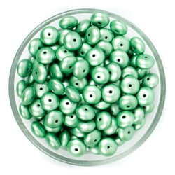 25 Gram - 10 mm, Su Yeşili Renk, Yassı Yuvarlak Plastik Boncuk (25 Gram - 62-65 Adet Arası) - YF Hobi