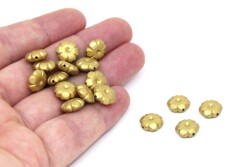 25 Gram - 11 mm Çiçek Desen Boncuk, Altın Renk, Plastik Boncuk. 1. Kalite ( 25 Gram - 78-80 Adet ) - YF Hobi