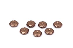 25 Gram - 11 mm Çiçek Desen Boncuk, Kahve Renk, Plastik Boncuk. 1. Kalite ( 25 Gram - 78-80 Adet ) - 2