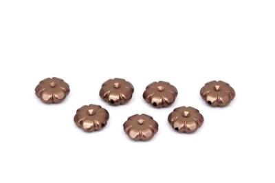 25 Gram - 11 mm Çiçek Desen Boncuk, Kahve Renk, Plastik Boncuk. 1. Kalite ( 25 Gram - 78-80 Adet ) - 2