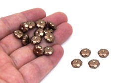 25 Gram - 11 mm Çiçek Desen Boncuk, Kahve Renk, Plastik Boncuk. 1. Kalite ( 25 Gram - 78-80 Adet ) - 3