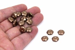 25 Gram - 11 mm Çiçek Desen Boncuk, Kahve Renk, Plastik Boncuk. 1. Kalite ( 25 Gram - 78-80 Adet ) - YF Hobi