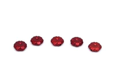 25 Gram - 11 mm Çiçek Desen Boncuk, Kırmızı Renk, Plastik Boncuk. 1. Kalite ( 25 Gram - 78-80 Adet ) - 2