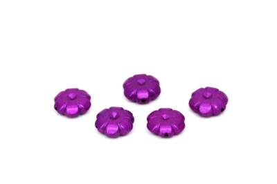 25 Gram - 11 mm Çiçek Desen Boncuk, Mor Renk, Plastik Boncuk. 1. Kalite ( 25 Gram - 78-80 Adet ) - 2