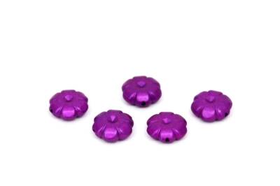 25 Gram - 11 mm Çiçek Desen Boncuk, Mor Renk, Plastik Boncuk. 1. Kalite ( 25 Gram - 78-80 Adet ) - 3