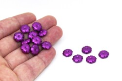 25 Gram - 11 mm Çiçek Desen Boncuk, Mor Renk, Plastik Boncuk. 1. Kalite ( 25 Gram - 78-80 Adet ) - YF Hobi