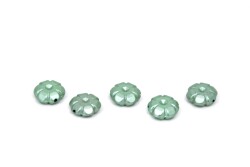 25 Gram - 11 mm Çiçek Desen Boncuk, Su Yeşili Renk, Plastik Boncuk. 1. Kalite ( 25 Gram - 78-80 Adet ) - 2