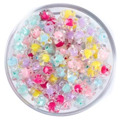 25 Gram - 11 mm Parlak Karışık Renk Yıldız Plastik Boncuk, 1. Kalite Boncuk, ( 25 gram - 58-60 Adet ) - YF Hobi