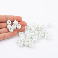 25 Gram - 12 mm Beyaz Renkli Yuvarlak Plastik Boncuk, ( 25 gram - 41-43 Adet Arası ) - 4