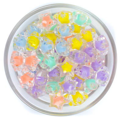 25 Gram - 12 mm Karışık Renkli İçi Boncuklu Yıldız Boncuk, ( 25 gram - 24-26 Adet Arası ) - 2