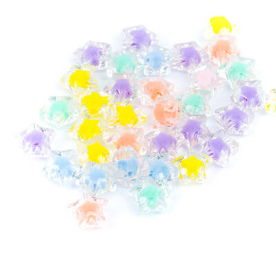 25 Gram - 12 mm Karışık Renkli İçi Boncuklu Yıldız Boncuk, ( 25 gram - 24-26 Adet Arası ) - 4