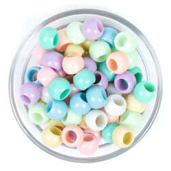 25 Gram - 12 mm Karışık Renkli Yuvarlak Plastik Boncuk, ( 25 gram - 41-43 Adet Arası ) - YF Hobi