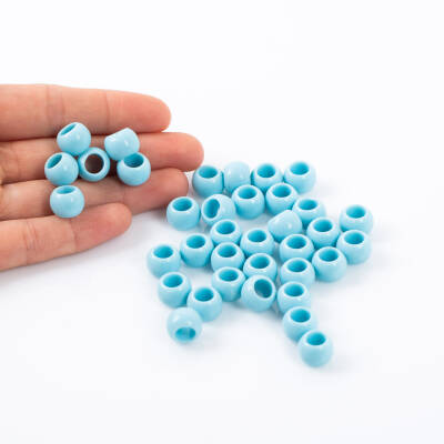 25 Gram - 12 mm Mavi Renkli Yuvarlak Plastik Boncuk, ( 25 gram - 41-43 Adet Arası ) - 4