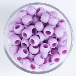 25 Gram - 12 mm Mor Renkli Yuvarlak Plastik Boncuk, ( 25 gram - 41-43 Adet Arası ) - YF Hobi