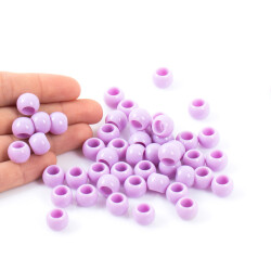25 Gram - 12 mm Mor Renkli Yuvarlak Plastik Boncuk, ( 25 gram - 41-43 Adet Arası ) - 4