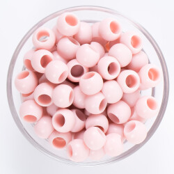 25 Gram - 12 mm Pembe Renkli Yuvarlak Plastik Boncuk, ( 25 gram - 41-43 Adet Arası ) - YF Hobi
