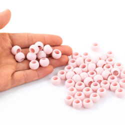 25 Gram - 12 mm Pembe Renkli Yuvarlak Plastik Boncuk, ( 25 gram - 41-43 Adet Arası ) - 4